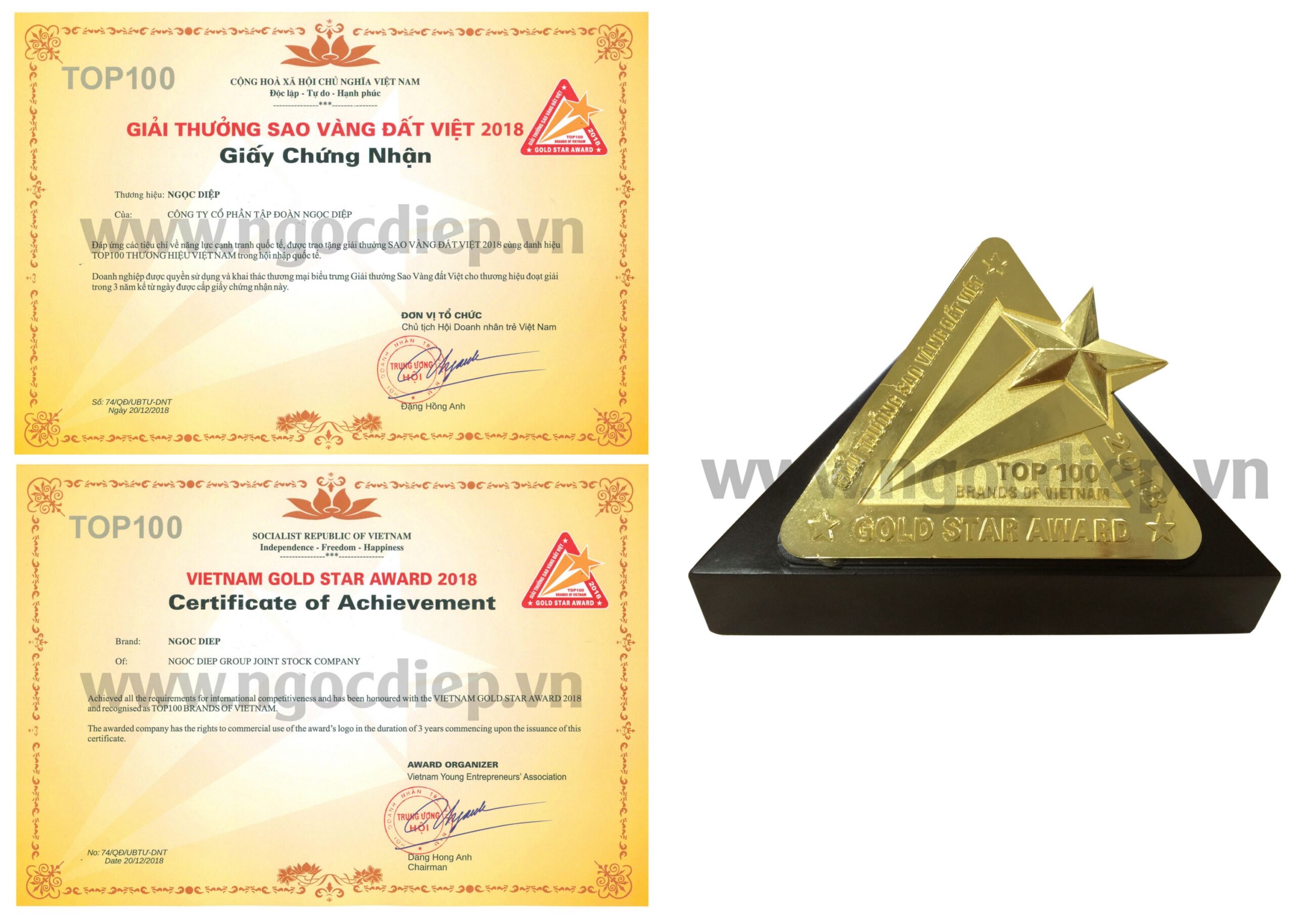 Tập đoàn Ngọc Diệp đạt top 100 Sao vàng đất Việt 2018